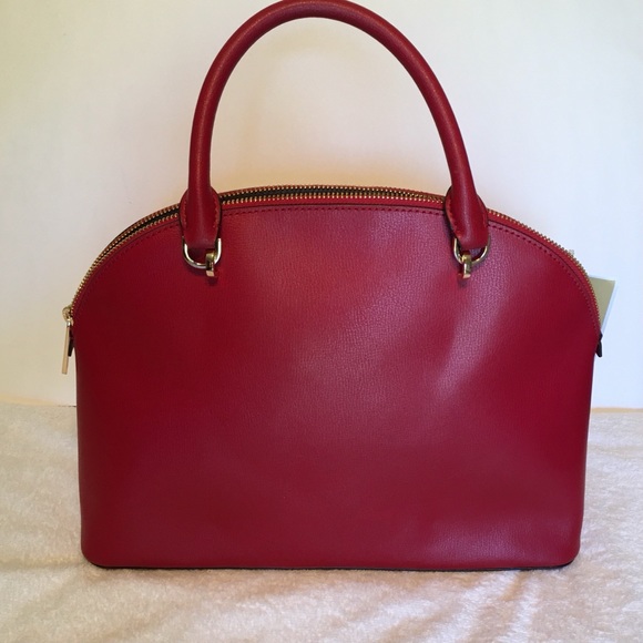 Leather Dome Satchel w/Shoulder Strap, Scarlet, Michael Kors size Large - Picture 5 of 16
